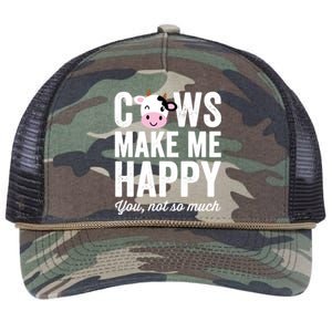 Cows Make Me Happy You Not So Much Hoodie - Farmer Cows Retro Rope Trucker Hat Cap