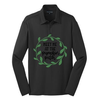 Cute Meet Me At The Pumpkin Patch Thanksgiving Fall Autumn Great Gift Silk Touch Performance Long Sleeve Polo