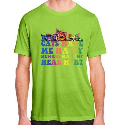 Cats Make Me Happy Hu Make My Head Hurt Gift Adult ChromaSoft Performance T-Shirt