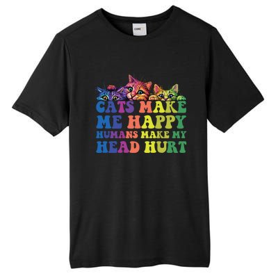 Cats Make Me Happy Hu Make My Head Hurt Gift Tall Fusion ChromaSoft Performance T-Shirt