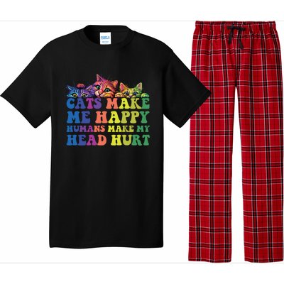 Cats Make Me Happy Hu Make My Head Hurt Gift Pajama Set