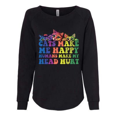 Cats Make Me Happy Hu Make My Head Hurt Gift Womens California Wash Sweatshirt