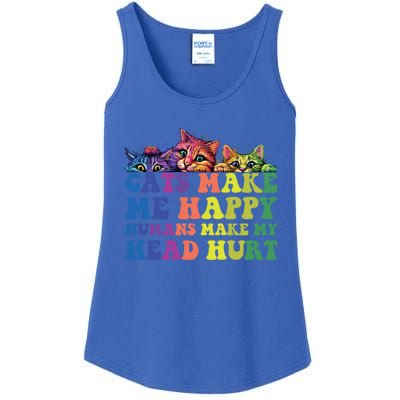 Cats Make Me Happy Hu Make My Head Hurt Gift Ladies Essential Tank