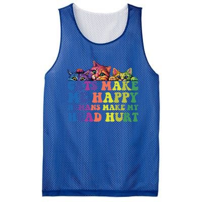 Cats Make Me Happy Hu Make My Head Hurt Gift Mesh Reversible Basketball Jersey Tank