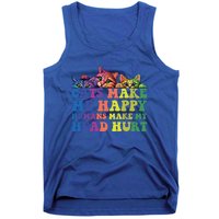 Cats Make Me Happy Hu Make My Head Hurt Gift Tank Top