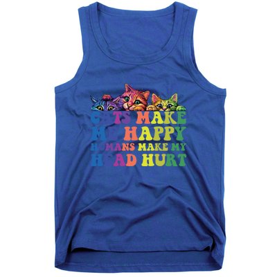 Cats Make Me Happy Hu Make My Head Hurt Gift Tank Top