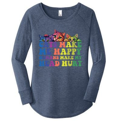 Cats Make Me Happy Hu Make My Head Hurt Gift Women's Perfect Tri Tunic Long Sleeve Shirt