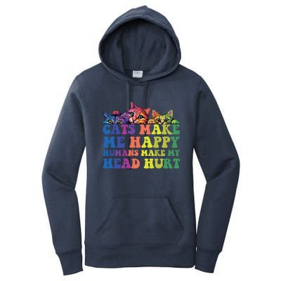 Cats Make Me Happy Hu Make My Head Hurt Gift Women's Pullover Hoodie