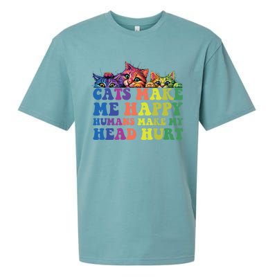 Cats Make Me Happy Hu Make My Head Hurt Gift Sueded Cloud Jersey T-Shirt