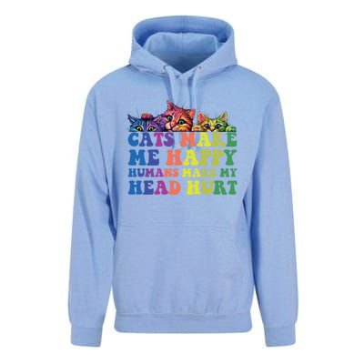 Cats Make Me Happy Hu Make My Head Hurt Gift Unisex Surf Hoodie