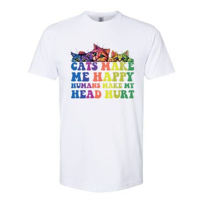 Cats Make Me Happy Hu Make My Head Hurt Gift Softstyle CVC T-Shirt