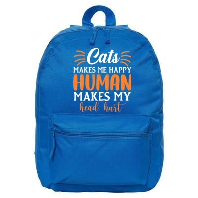 Cats Make Me Happy Hu Make My Head Hurt Cool Gift 16 in Basic Backpack