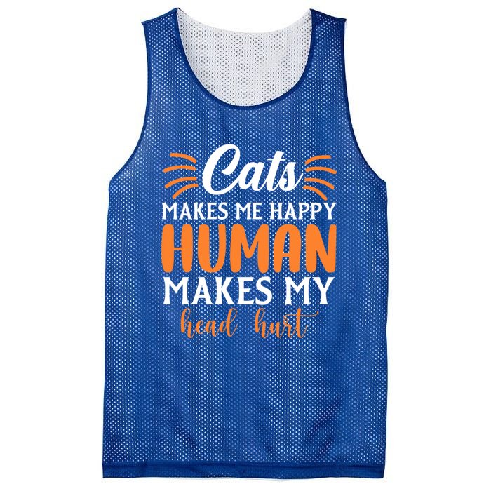 Cats Make Me Happy Hu Make My Head Hurt Cool Gift Mesh Reversible Basketball Jersey Tank