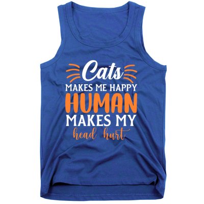 Cats Make Me Happy Hu Make My Head Hurt Cool Gift Tank Top