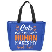 Cats Make Me Happy Hu Make My Head Hurt Cool Gift Zip Tote Bag