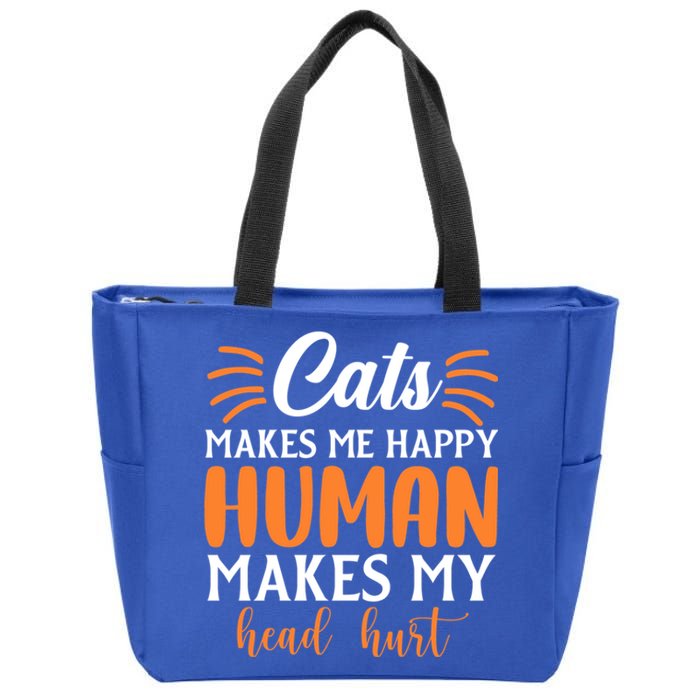 Cats Make Me Happy Hu Make My Head Hurt Cool Gift Zip Tote Bag