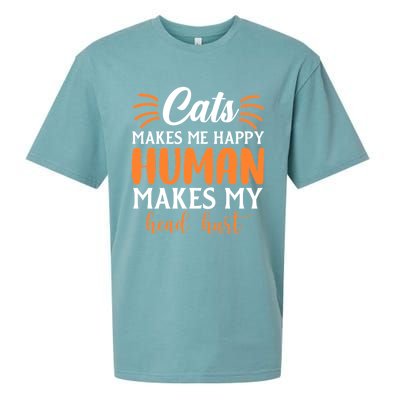 Cats Make Me Happy Hu Make My Head Hurt Cool Gift Sueded Cloud Jersey T-Shirt