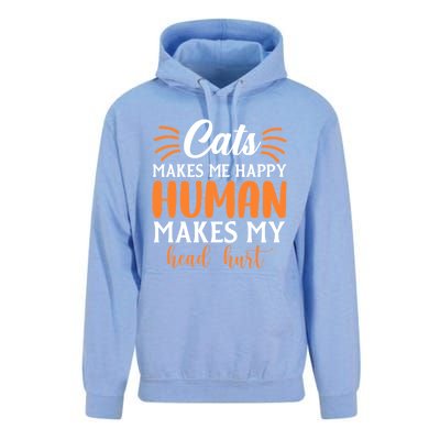 Cats Make Me Happy Hu Make My Head Hurt Cool Gift Unisex Surf Hoodie