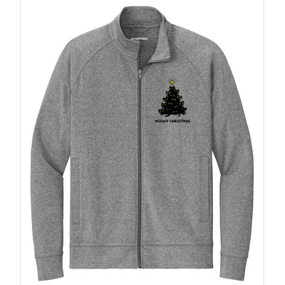 Christmas Merry Meowy Funny Gift Cats Christmas Tree Sweater Gift Stretch Full-Zip Cadet Jacket