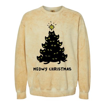 Christmas Merry Meowy Funny Gift Cats Christmas Tree Sweater Gift Colorblast Crewneck Sweatshirt