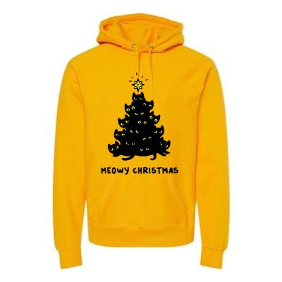 Christmas Merry Meowy Funny Gift Cats Christmas Tree Sweater Gift Premium Hoodie