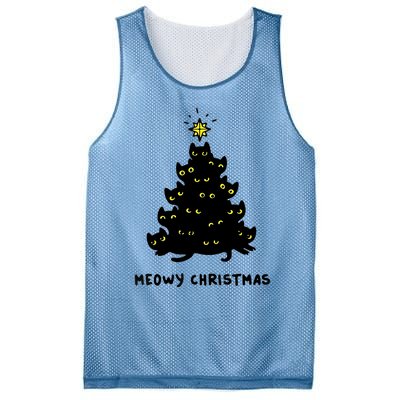 Christmas Merry Meowy Funny Gift Cats Christmas Tree Sweater Gift Mesh Reversible Basketball Jersey Tank