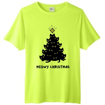 Christmas Merry Meowy Funny Gift Cats Christmas Tree Sweater Gift Tall Fusion ChromaSoft Performance T-Shirt