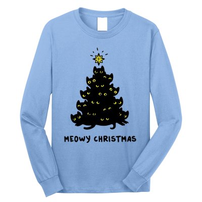 Christmas Merry Meowy Funny Gift Cats Christmas Tree Sweater Gift Long Sleeve Shirt