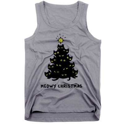 Christmas Merry Meowy Funny Gift Cats Christmas Tree Sweater Gift Tank Top