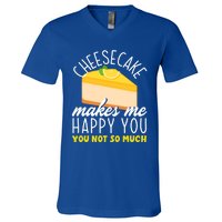 Cheesecake Makes Me Happy Cheese Cake Dessert Great Gift V-Neck T-Shirt