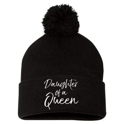 Cute Matching Mom & Daughter Gift Daughter Of A Queen Pom Pom 12in Knit Beanie