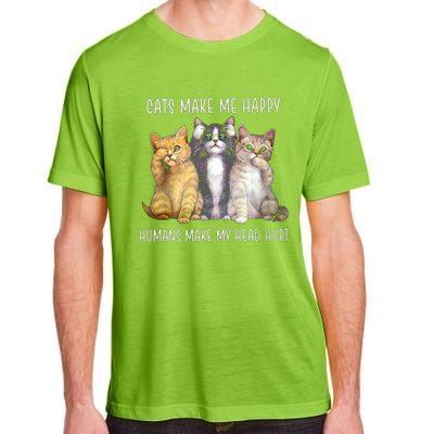 Cats Make Me Happy Hu Make My Head Hurt Great Gift Adult ChromaSoft Performance T-Shirt