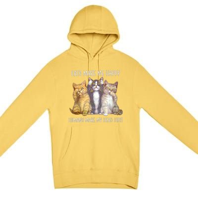 Cats Make Me Happy Hu Make My Head Hurt Great Gift Premium Pullover Hoodie