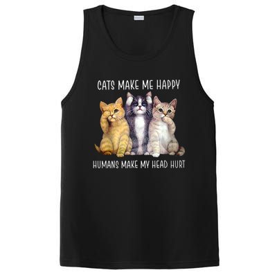 Cats Make Me Happy Hu Make My Head Hurt Great Gift PosiCharge Competitor Tank