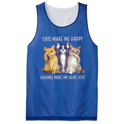 Cats Make Me Happy Hu Make My Head Hurt Great Gift Mesh Reversible Basketball Jersey Tank