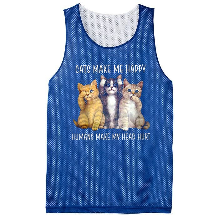 Cats Make Me Happy Hu Make My Head Hurt Great Gift Mesh Reversible Basketball Jersey Tank