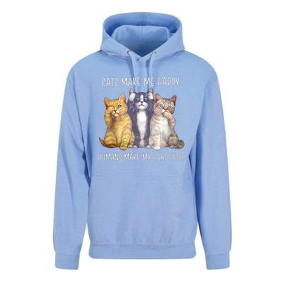 Cats Make Me Happy Hu Make My Head Hurt Great Gift Unisex Surf Hoodie