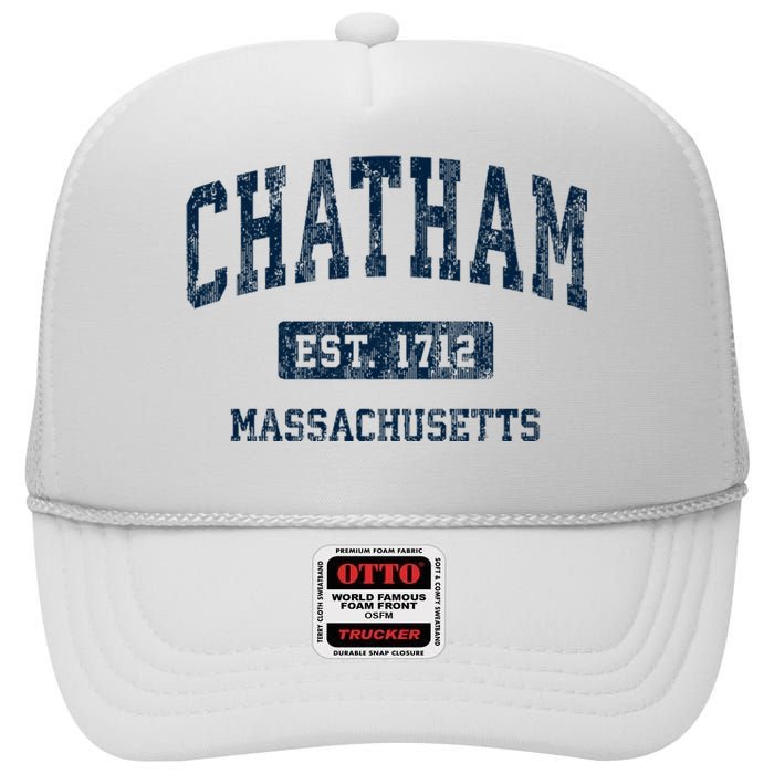 Chatham Massachusetts Ma Vintage Athletic Sports High Crown Mesh Back Trucker Hat