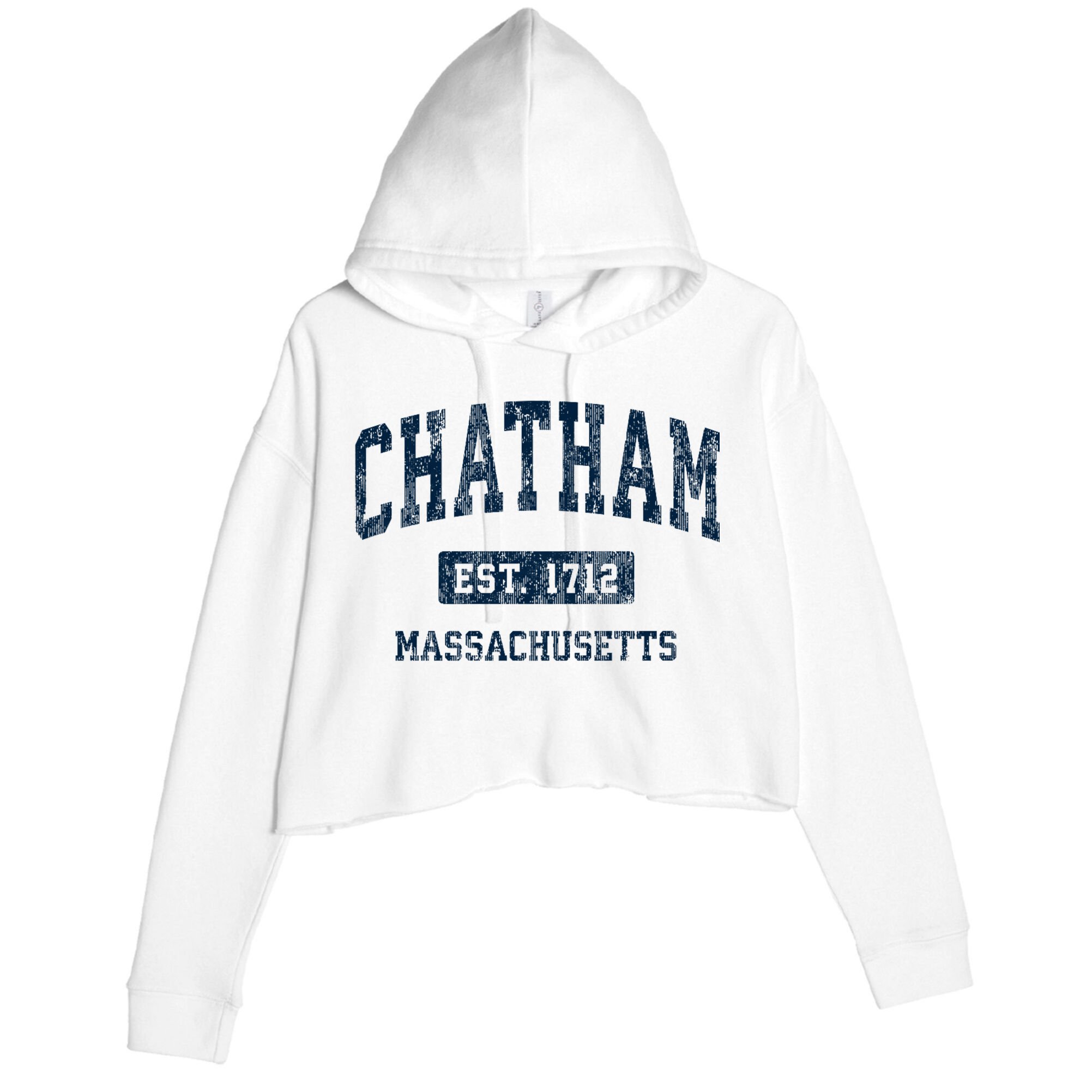 Chatham Massachusetts Ma Vintage Athletic Sports Crop Fleece Hoodie