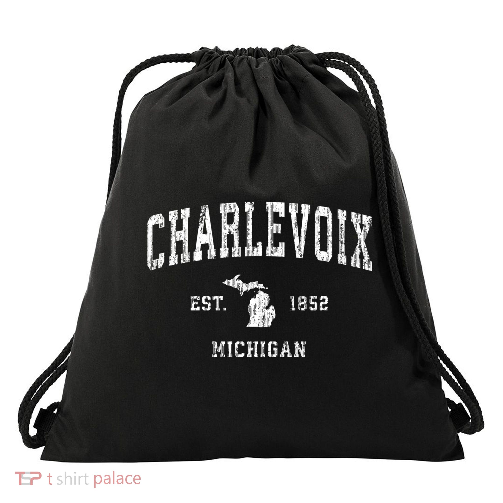 Charlevoix Michigan Mi Vintage Athletic Sports Drawstring Bag