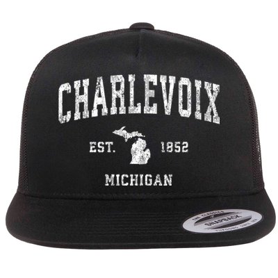 Charlevoix Michigan Mi Vintage Athletic Sports Flatbill Hat