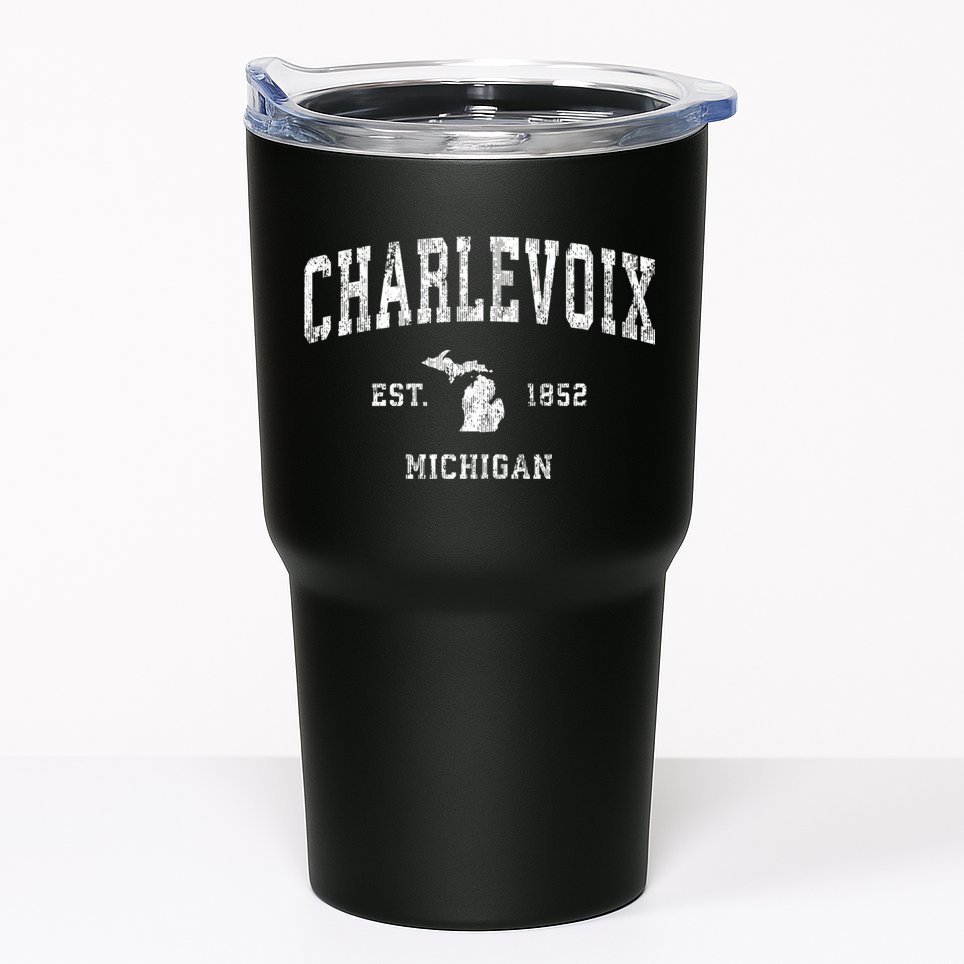 Charlevoix Michigan Mi Vintage Athletic Sports Tumbler