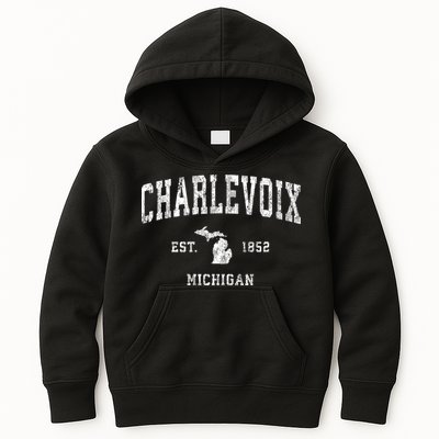 Charlevoix Michigan Mi Vintage Athletic Sports Kids Hoodie