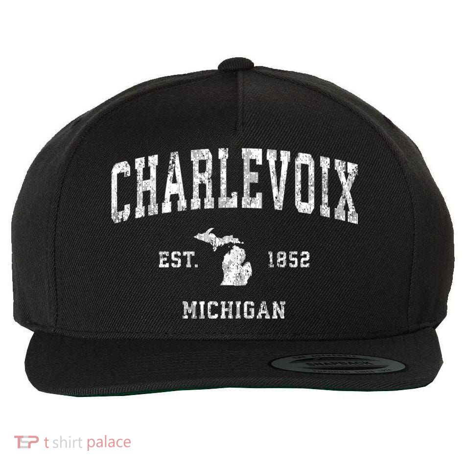 Charlevoix Michigan Mi Vintage Athletic Sports Wool Snapback Cap