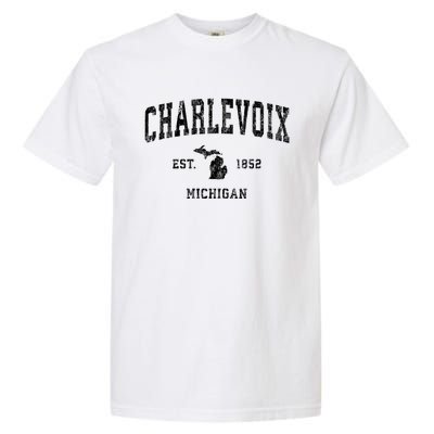 Charlevoix Michigan Mi Vintage Athletic Sports Garment-Dyed Heavyweight T-Shirt