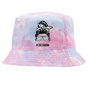 Cheer Mom Messy Bun Hair Glasses Cheerleader Meaningful Gift Tie-Dyed Bucket Hat