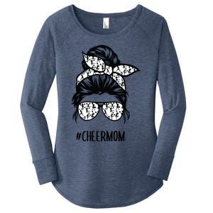 Cheer Mom Messy Bun Hair Glasses Cheerleader Meaningful Gift Women's Perfect Tri Tunic Long Sleeve Shirt