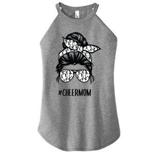 Cheer Mom Messy Bun Hair Glasses Cheerleader Meaningful Gift Women's Perfect Tri Rocker Tank