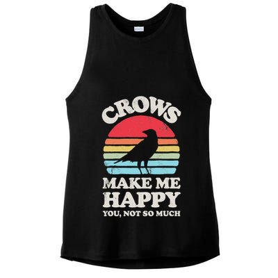 Crows Make Me Happy You Not So Much Funny Crow Raven Vintage Ladies PosiCharge Tri-Blend Wicking Tank