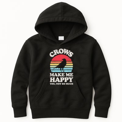 Crows Make Me Happy You Not So Much Funny Crow Raven Vintage Kids Hoodie